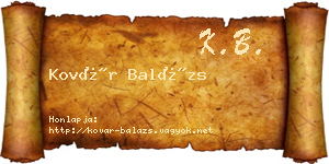Kovár Balázs névjegykártya