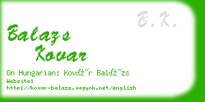 balazs kovar business card